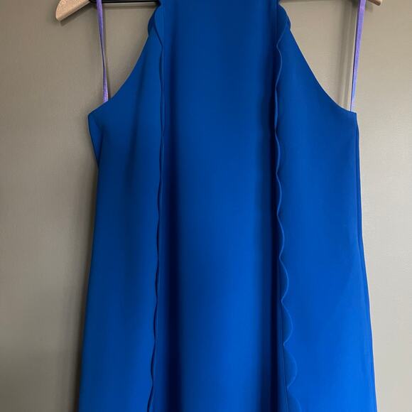 Ted Baker Torrii Dress Blue Size 6 Halterneck Scalloped Cute Chic High Neck Sexy - Picture 6 of 16